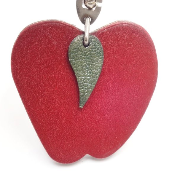 HERMES Fruit Charm Apple Keychain Leather Red 083882 - Picture 4 of 9
